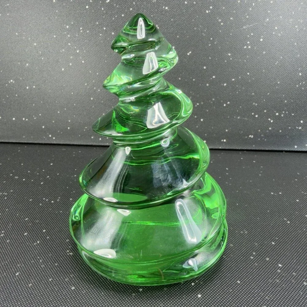 BACCARAT Crystal Green‎ Christmas Tree Figurine Noel Enchanting Eye Fir Signed